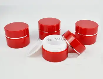 Красная баночка весом 15 г, баночка для косметического крема с внутренней крышкой, высококачественная пластиковая коробка для упаковки косметики, 50 шт./лот