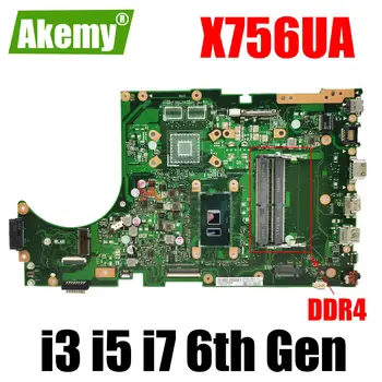 Материнская плата K756UV Для Asus X756UV X756UAK X756UA X756UJ X756UXM X756UQK X756UW С процессором I3-I5-I7-6th DDR4/DDR3 100% Тест В порядке