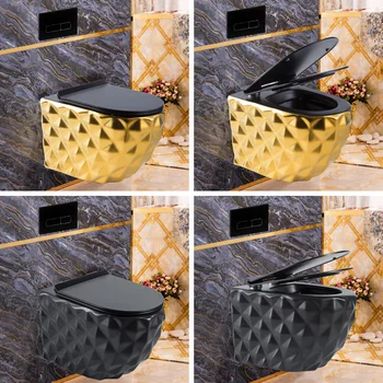 Матовый черный Золотой Настенный Туалет Бытовой Небольшой Квартирный Скрытый Подвесной Настенный невидимый Резервуар для воды Туалет