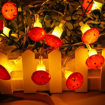 Милый грибной светодиодный светильник для рождественских огней, Елочный светильник, Звездные гирлянды, Светодиодные гирлянды, Usb-украшения на батарейках