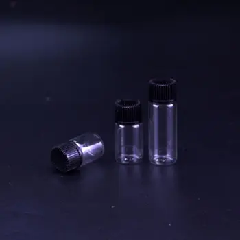 Мини-Стеклянная бутылка объемом 1 мл, 2 мл, 3 мл, прозрачные Флаконы для образцов, Маленькая Бутылка Эфирного масла с Черной завинчивающейся крышкой F20171639