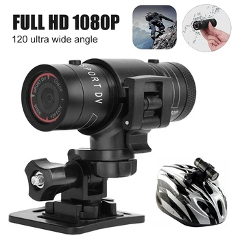 Мини-экшн-камера F9 HD 1080P, Мотоциклетный Велосипедный шлем, Спортивная камера, Видеомагнитофон, 120 ° Широкоугольный Водонепроницаемый Наружный Рекордер
