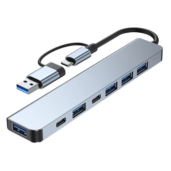 Многопортовый USB-концентратор 3.0, мульти USB-разветвитель, 4 порта USB C 3.0 2.0 для ПК, ноутбука, компьютерного концентратора