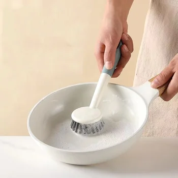 Многофункциональная кухонная щетка-скребок для чистки посуды, чаш, кастрюль, сковородок, раковины С удобной длинной ручкой и мягкой щетиной