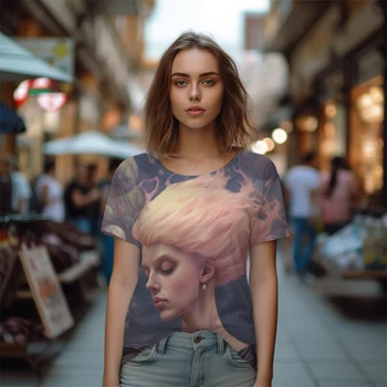 Модная повседневная женская футболка с уникальным темпераментом, футболка с 3D принтом, футболка для офисной вечеринки, Летняя Свободная и удобная футболка