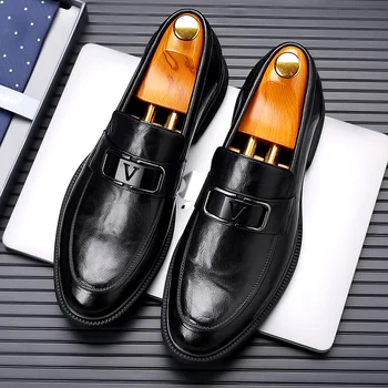 Мужская обувь на толстой подошве, черные туфли-оксфорды, мужская официальная обувь, классическая повседневная деловая мужская обувь на платформе