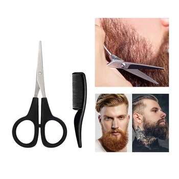 Мужская Расческа для Бороды, Усов, Набор Ножниц для обрезки ушей, набор бытовых Мини-ножниц для бороды
