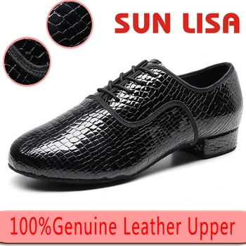 Мужские кроссовки SUN LISA Boy's из 100% натуральной кожи для помещений, Обувь для бального Танго, Сальсы, Джаза, современных латиноамериканских танцев