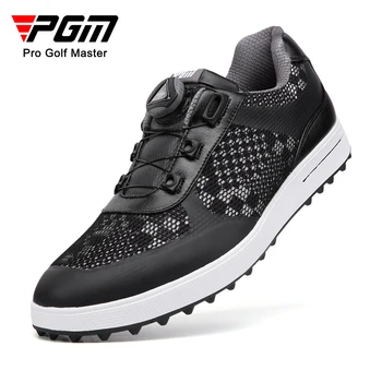 Мужские туфли для гольфа PGM, нескользящие шнурки, водонепроницаемая мужская спортивная обувь, черные кроссовки XZ224