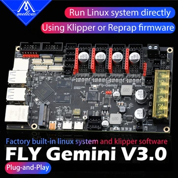 Мягкая 64-битная плата FLY-Gemini V3 с двумя чипами Klipper & Reprap & Marlin Для деталей 3D-принтера TMC2209 Ender 3 Voron 0 Delta Tiny-M
