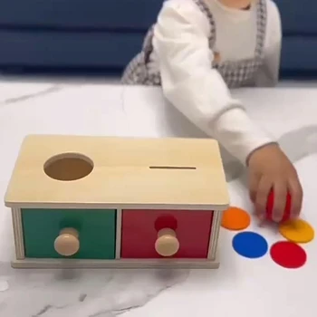 Настольная игра Монтессори, Коробка для монет, игрушка для координации рук и глаз, деревянная игрушка для дошкольного возраста