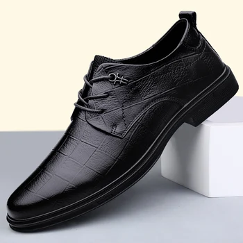Новое поступление, Мужская обувь для отдыха, Элегантная офисная обувь для взрослых, Мужские итальянские повседневные туфли-оксфорды Abiye из натуральной кожи