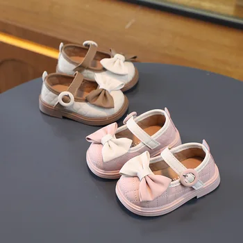 Обувь для первых ходунков для маленьких девочек, простая цветовая гамма, модная детская обувь принцессы, нескользящие детские лоферы с круглым носком, новинка 2023 года