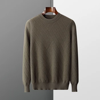 Однотонный свитер с круглым вырезом, мягкая и дышащая блузка, осенне-зимний мужской пуловер из 100% кашемира