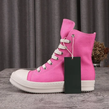 Оригинальная парусиновая обувь Fashion Rick, мужская повседневная обувь, Уличная одежда, розовые мужские кроссовки Owens, однотонные женские кроссовки