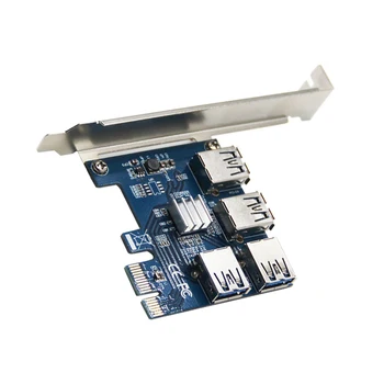 Плата PCI-E-USB Riser Board 1-4 Адаптер 4-портовый Удлинитель PCI-E-USB 3.0 Аксессуар для майнинга