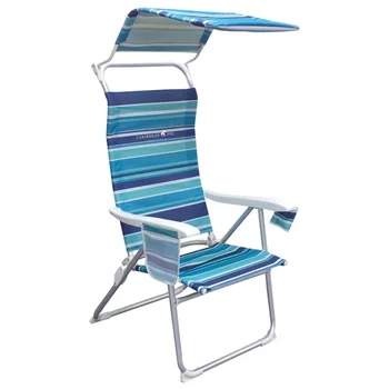 Пляжный стул с 4-позиционным Навесом, Складной Табурет, Набор уличной мебели