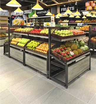 Полка для фруктов, витрина, полка для свежих овощей в супермаркете, коммерческий магазин, полка для хранения фруктов и овощей
