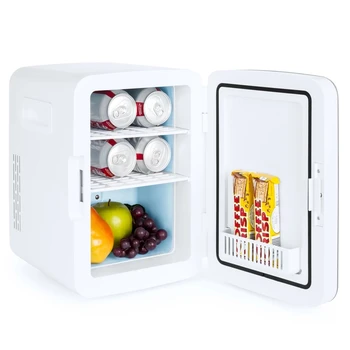 Портативный автомобильный холодильник постоянного/переменного тока объемом 10 л, Стеклянная дверца, Мини-холодильник для косметики