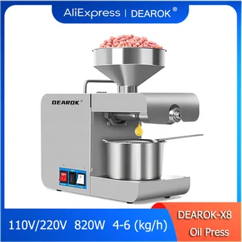 Пресс для масла DEAROK-X8 Из нержавеющей Стали Холодный Пресс Для льняного Семени, Арахиса, кокоса, мясного масла 820 Вт