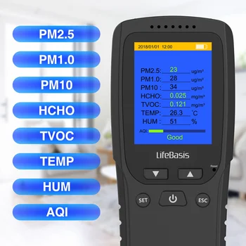 производственный Детектор контроля качества воздуха в помещении Для точного тестирования Качества воздуха на CO2-формальдегид (HCHO) TVOC PM2.5/PM1.0/PM10