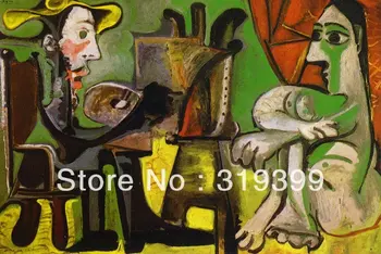 Репродукция картины маслом на льняном холсте, художник и его модель-1963, пабле Пикассо, музейное качество, бесплатная быстрая доставка, ручная РАБОТА
