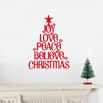 Рождественская елка, радость, любовь.., Рождественские виниловые надписи, Рождественский домашний декор, наклейка, наклейки бесплатная доставка