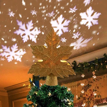 Рождественский елочный топпер, Звездный топпер с вращающейся снежинкой, Проектор, светильник, Полый блеск, Новогоднее украшение для дома