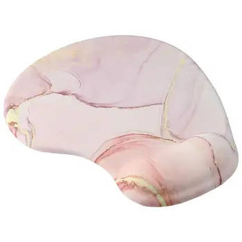 Розовый коврик для мыши, милый эргономичный мраморный коврик для мыши, гелевая нескользящая основа, подставка для запястий, офисный коврик