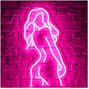 Светодиодная женская неоновая вывеска Задняя панель для вечеринки, Подвесной декор Паба, Гибкий Прозрачный USB светодиодный ночной неоновый светильник, Украшение для красоты