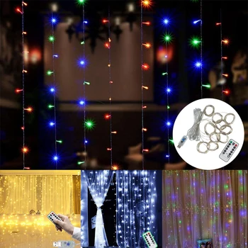Светодиодные занавески 3 м, USB-занавеска, водопад, сказочный светильник для домашней комнаты, спальни, Рождественской вечеринки, новогоднего украшения