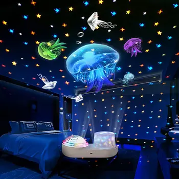 Светодиодный проектор со звездами и океанскими волнами, ночник, Стереогалактика, Проектор Звездного неба, Вращающийся ночник для рождественских подарков Детям