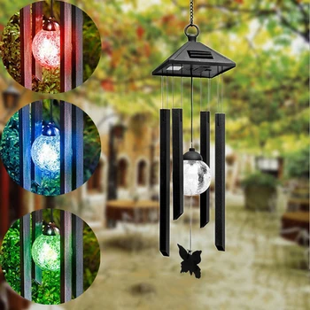 Светодиодный солнечный шар, красочный ветряной колокольчик, светильник для украшения сада, лампа для праздника, Свадебное сказочное украшение на открытом воздухе