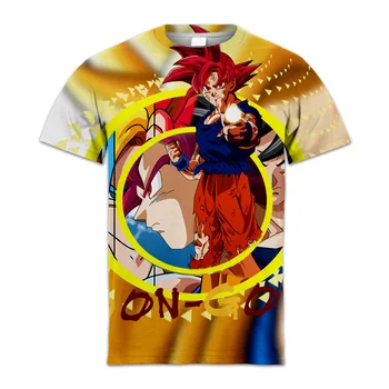 Семейная футболка Seven Dragon Ball с коротким рукавом, летняя яркая цветная 3D печать, спортивная дышащая спадающая с плеча Обычная Стильная