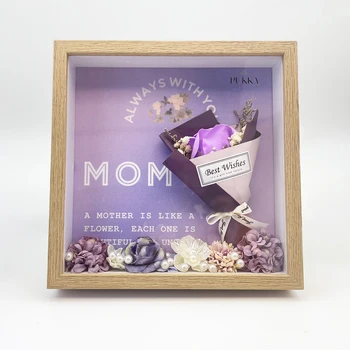 Специальные подарки ко Дню матери, Теневая коробка, фиолетовый букет, консервированные цветы, украшение для мамы, декоративный подарок на День рождения для женщин