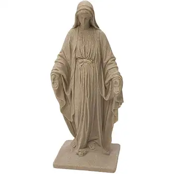 Статуя Девы Марии – Внешний вид из натурального песчаника – Изготовлена из смолы – Легкая – 34 ”садовая статуя на открытом воздухе