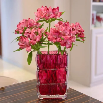 Стеклянная хрустальная ваза, украшение для гостиной, цветочная композиция, Легкие роскошные украшения для ТВ-шкафа, простая ваза для цветов