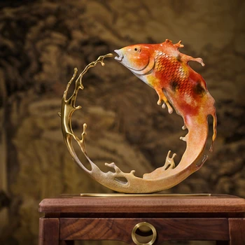 Счастливые медные украшения, золотая рыбка, открывающиеся подарки на новоселье, офисные украшения в китайском стиле