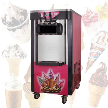 Трехцветная коммерческая машина для приготовления мягкого мороженого, светодиодная интеллектуальная панель для ресторанов и десертных стоек, вертикальная машина для приготовления мороженого