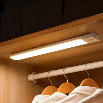 Ультратонкий ночник, светодиодный светильник под шкафом, датчик движения, светильник для шкафа, USB-Аккумуляторная лампа для освещения кухни
