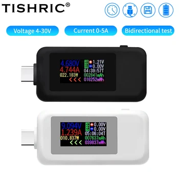 Цветной дисплей TISHRIC KWS-1902C Type C USB-тестер, детектор напряжения аккумулятора 0-5A, ток мобильного аккумулятора 4-30 В