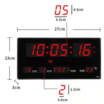 Цифровые светодиодные настенные часы с большим дисплеем Времени, Календарь Температуры, настольные часы, часы