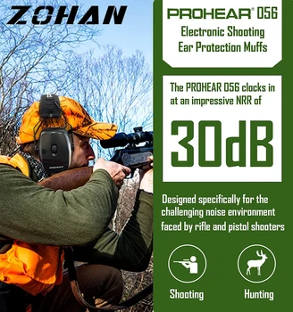 Электронные наушники ZOHAN для стрельбы, защита слуха от шума, Охотничьи наушники с шумоподавлением NRR30db