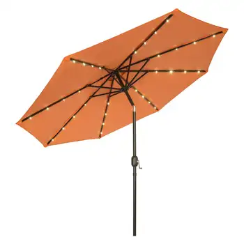 Роскошный зонт для патио на солнечной батарее со светодиодной подсветкой - 9'